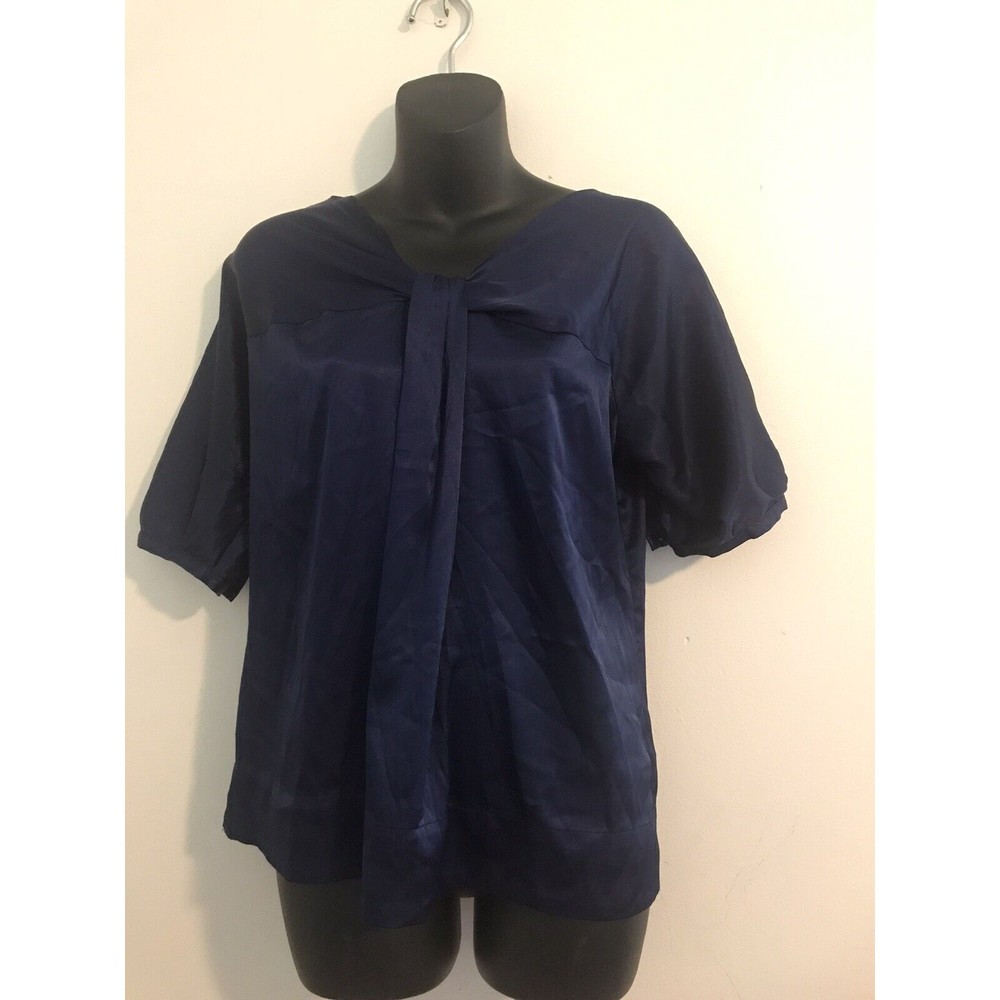 New York And Co Polyester Navy Blue Blouse Top, Size S